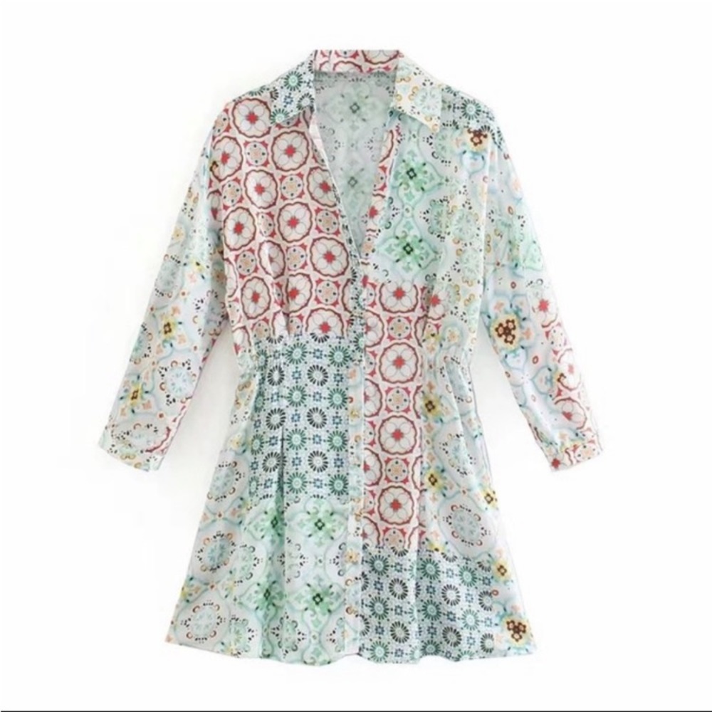 Zara Satin Print Mini Dress